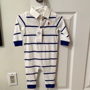 Ralph Lauren White and Blue Striped Kids One Piece
